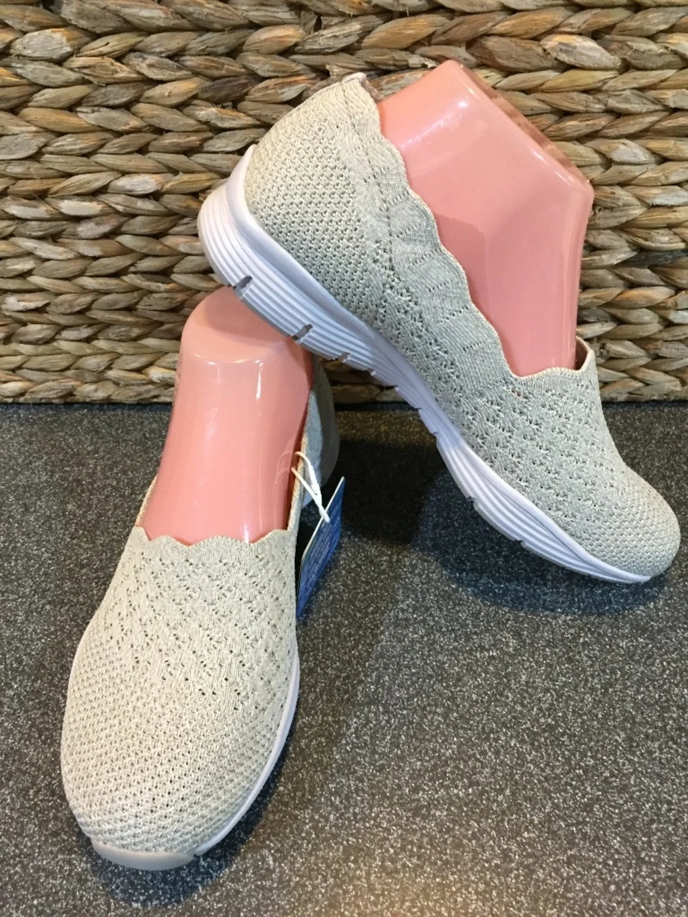 Skechers Light Tan Knit Slip-On Flats